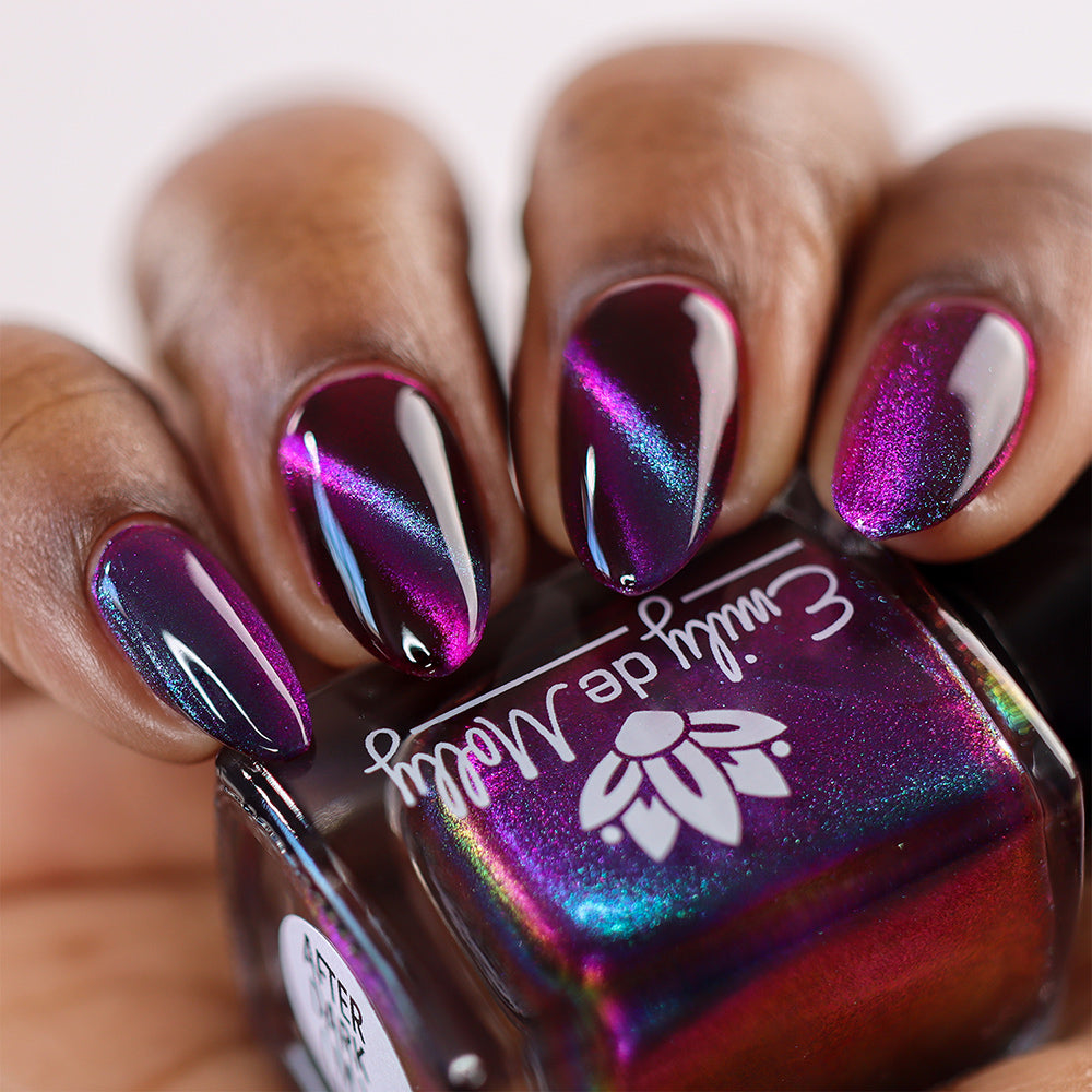 After Dark - A deep red nail polish with shifting magnetic effect