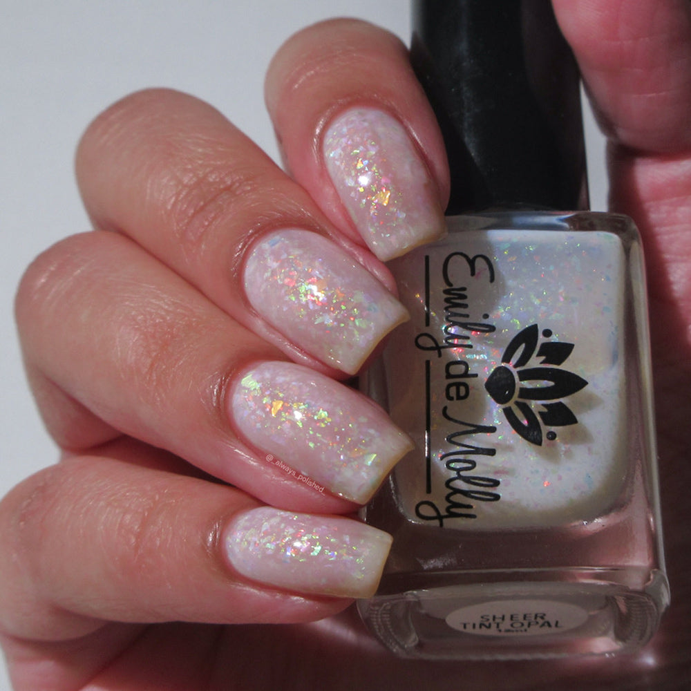 Sheer Tint Opal - A white jelly nail polish with iridescent