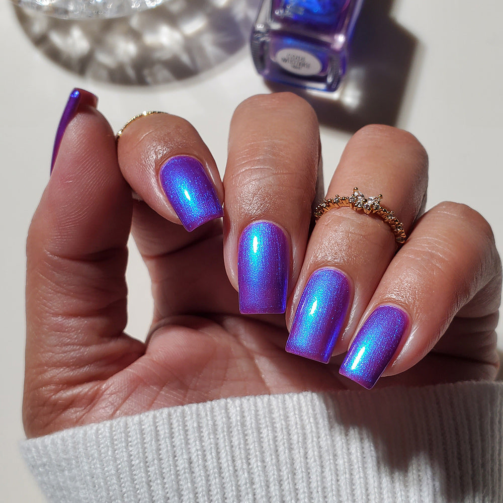 Code Mistake - A medium purple nail polish with strong blue