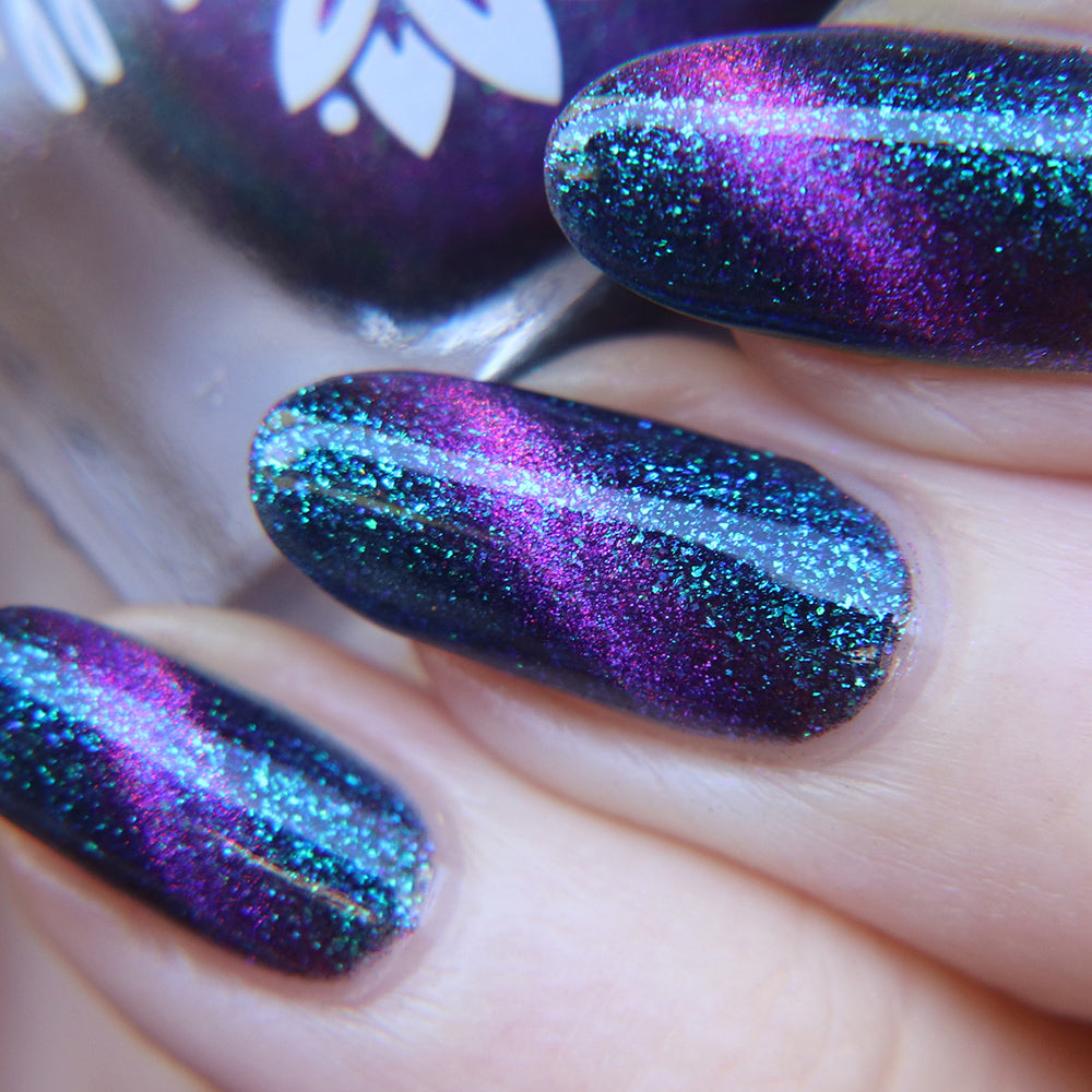 For Everybody's Sake - A blue magnetic nail polish with purple