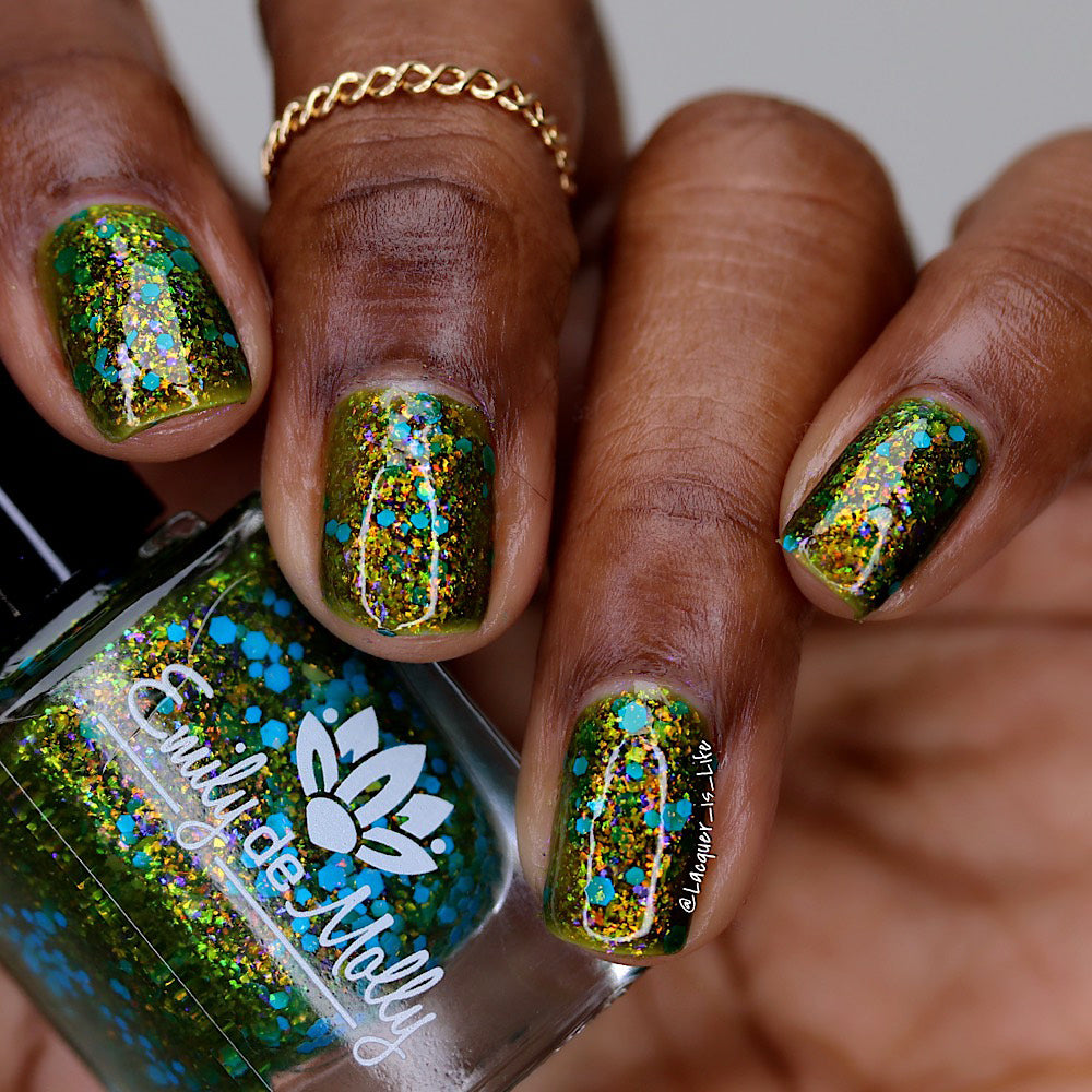 Mystery Mire - A khaki green nail polish with flakes and glitter