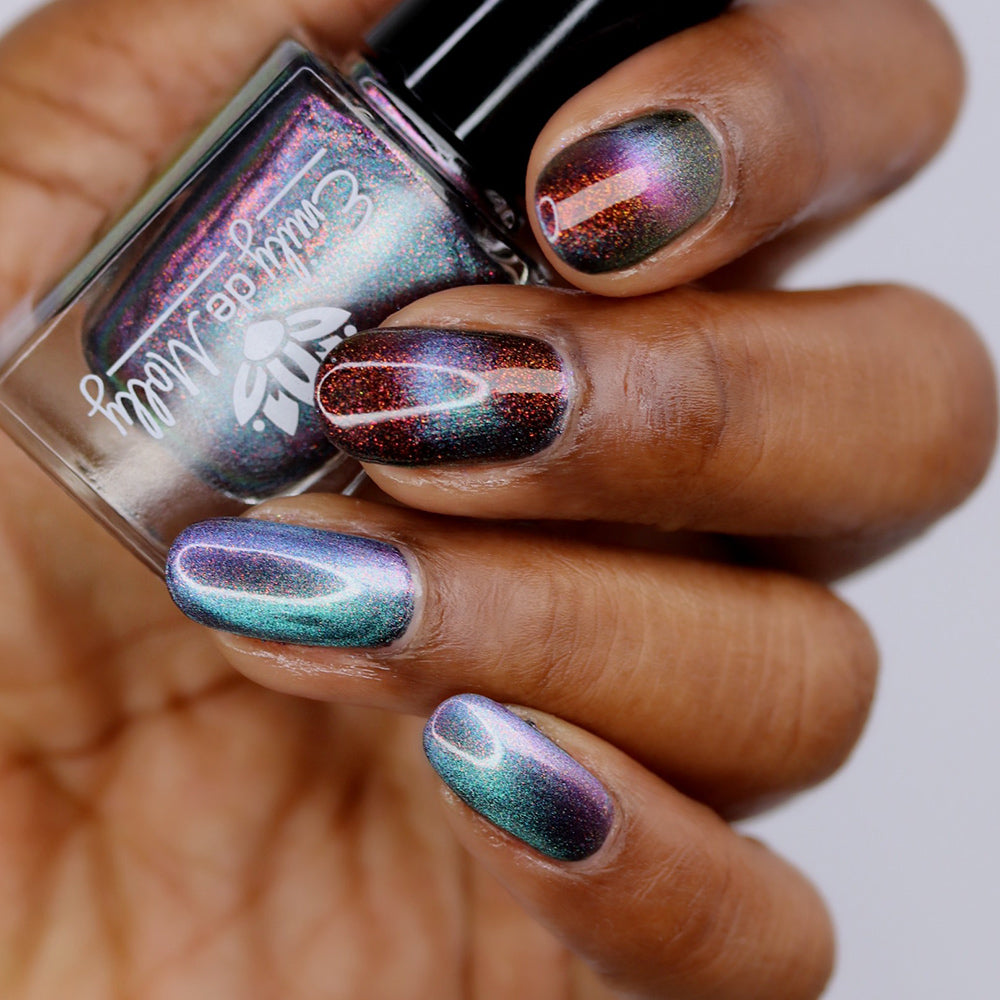 Against The Odds - A black nail polish with a shifting magnetic