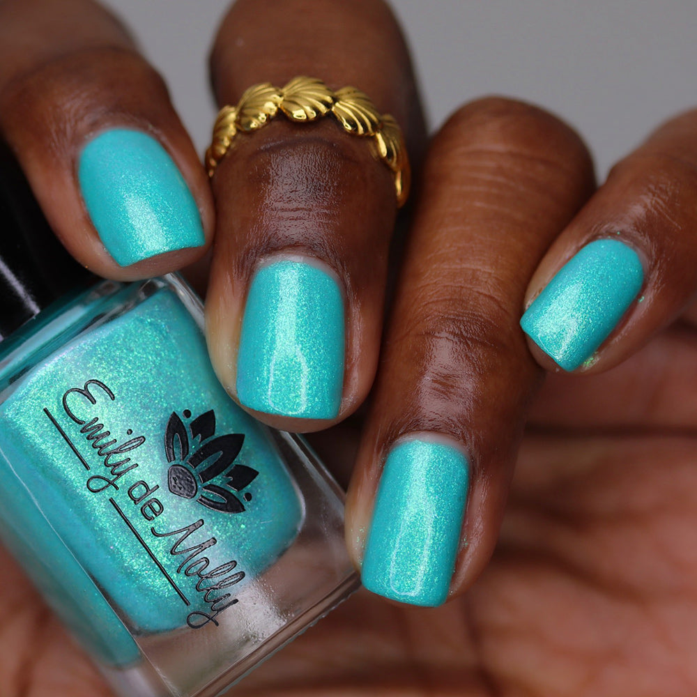 No Big Deal - A light aqua blue nail polish with shifting