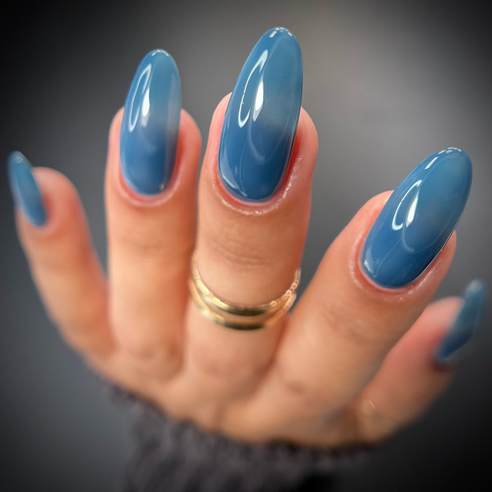 Sheer Tint Denim - A mid denim blue jelly nail polish