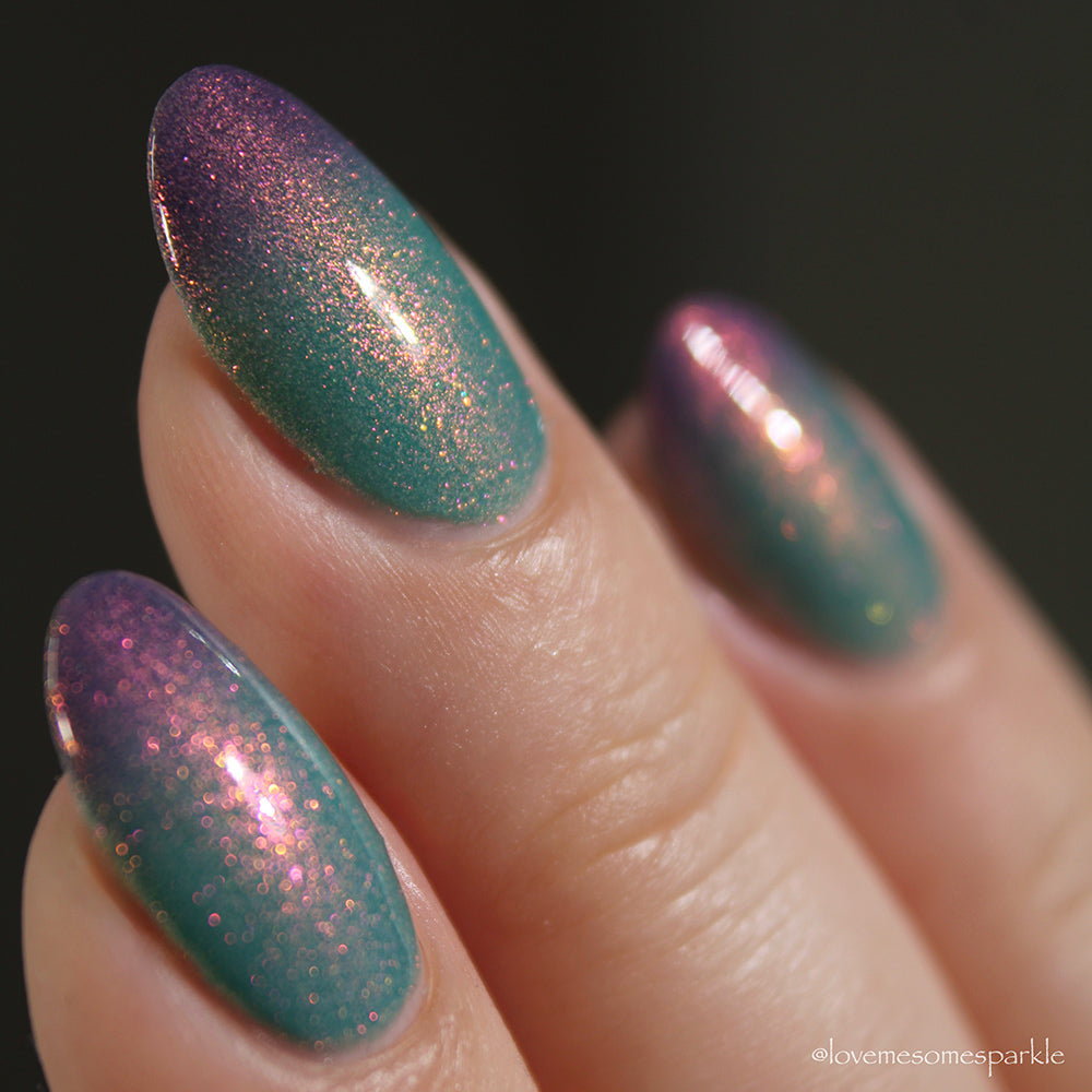 Over And Over - A light green to dark purple thermal nail polish