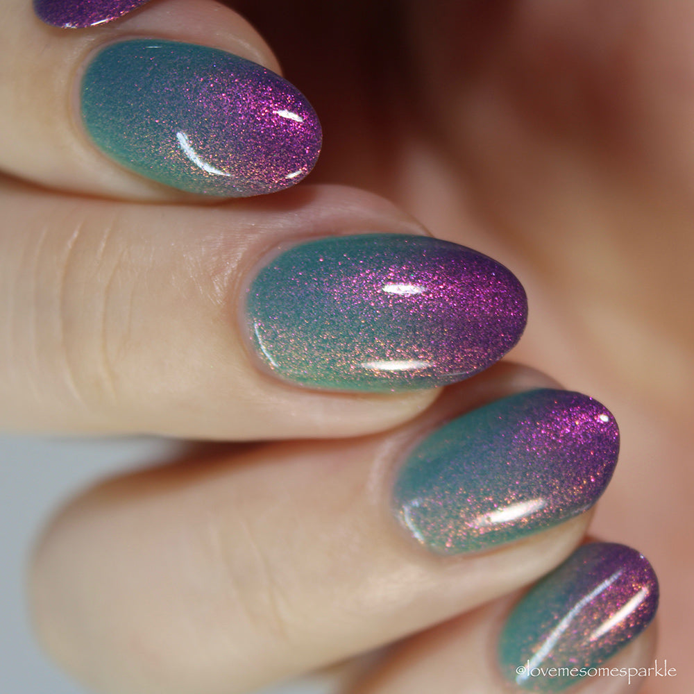 Over And Over - A light green to dark purple thermal nail polish