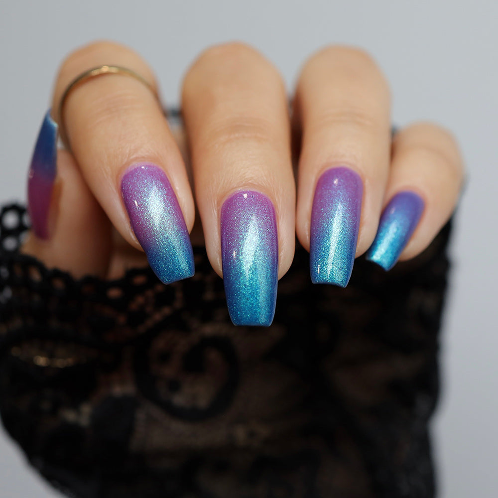 Rebel Bloom - A purple to teal blue/green thermal nail polish