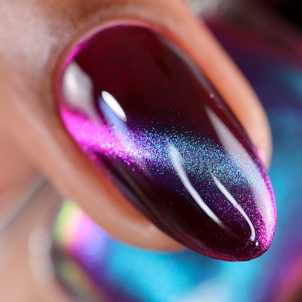 After Dark - A deep red nail polish with shifting magnetic effect