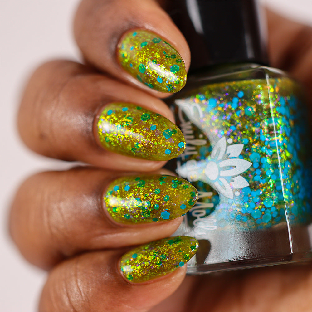 Mystery Mire - A khaki green nail polish with flakes and glitter