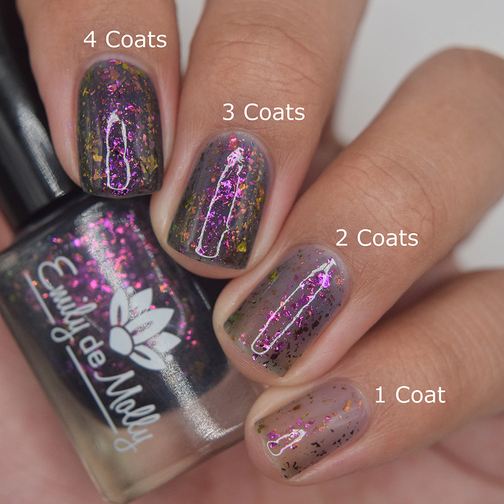 Sheer Tint Druzy - A navy jelly nail polish with iridescent flakes