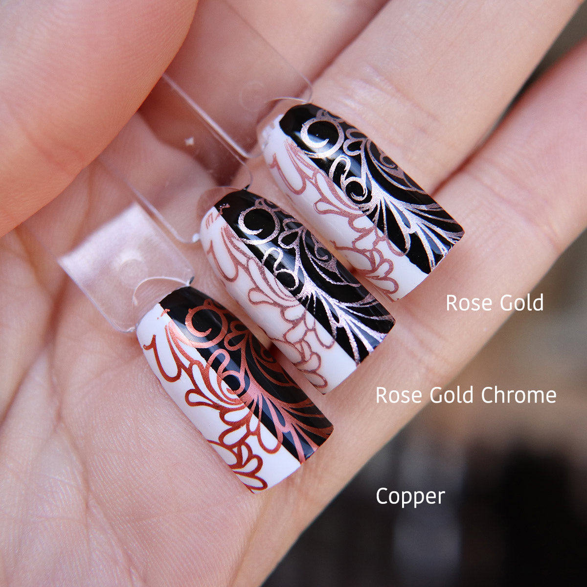 Rose Gold Nails Chrome Press On Nails Mirror Shiny Soft with glue | eBay